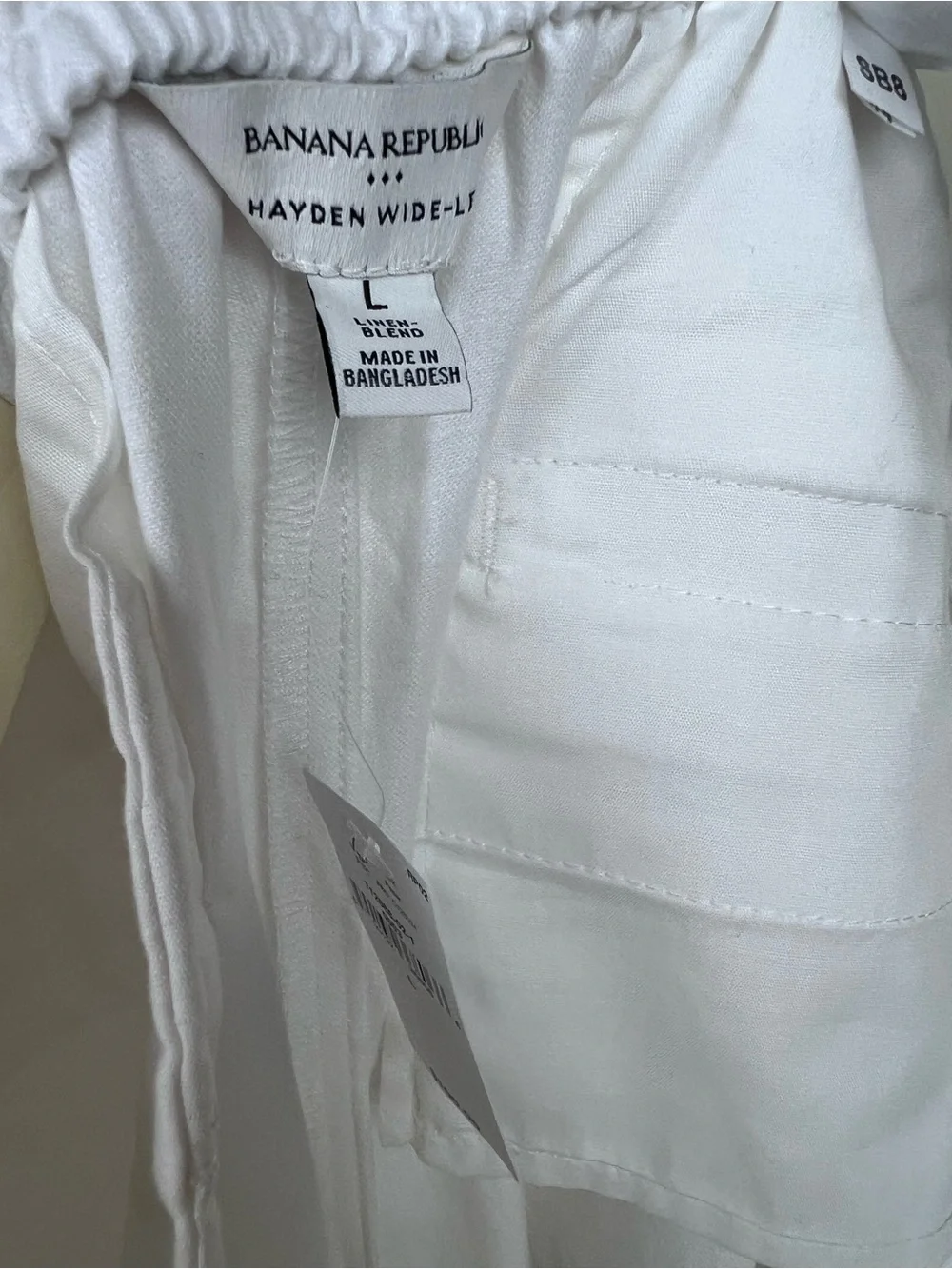 Banana Republic Factory WIDE-LEG HIGH-RISE LINEN-BLEND PANTS L WHITE